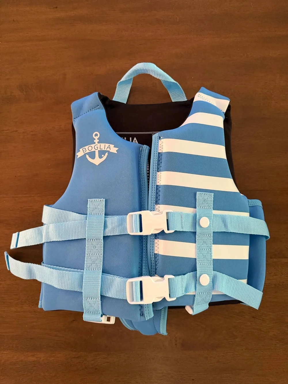 Kids Blue Stripe Swim Rashguard Vest with Safety Buckles